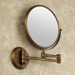 Antique Brass Finish Wall Mounted Bathroom Magnifying Glass Cosmetic Mirror MB00 - Bathroom Accessories