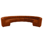 Meridian Furniture - Limitless Velvet Upholstered 11-Piece Modular Sectional, Cognac - Invest in your home's comfort with this Limitless 11 Piece Sectional. This modular unit offers tons of flexibility in the number of ways that you can put each piece in the Limitless collection together to get the ideal customized look. Upholstered in cognac velvet, this beautiful piece is soft and cool to the touch, so you can feel comfortable from every angle. Button and channel tufting add to this unit's upscale look and contemporary charm.
