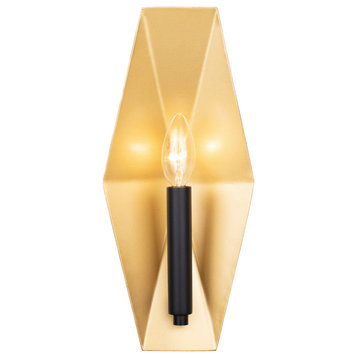 Malone One Light Wall Sconce, Matte Black/French Gold
