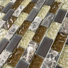 Glass Mosaic Tile Gray Brown Glass Emperador Dark Marble Backsplashes, 1 sheet