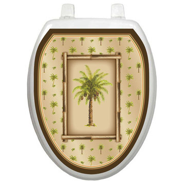 Bahamas Breeze Toilet Tattoos Seat Cover, Vinyl Lid Decal, Bathroom Lid Décor, Elongated