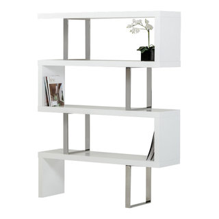 Carmen Tall White Marble Shelf and Black Ash Wood Bathroom Storage