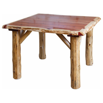 Red Cedar Log Solid Top Family Dining Table, 36" X 36"