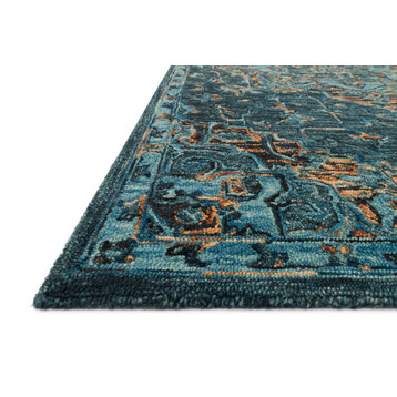 Goodweave Certified Hand Hooked Wool Victoria Area Rug by Loloi, Teal/Multi, 5'-