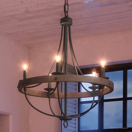 Luxury Modern Farmhouse Chandelier, 26, Charcoal  Finish