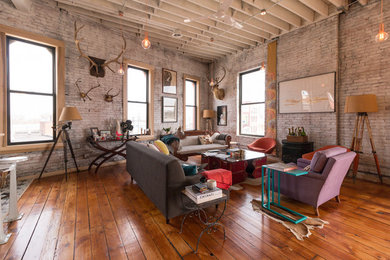 Inspiration for an eclectic living room remodel in Cleveland