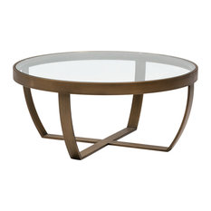 Round Glass Coffee Table With Bronze Frame