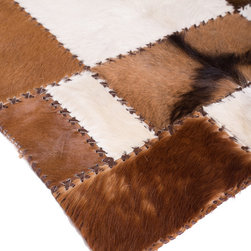 Unique Handmade Cowhide Patchwork Hallway & Stair Runner, Brown White, 6'8"x2'7" - Hall And Stair Runners