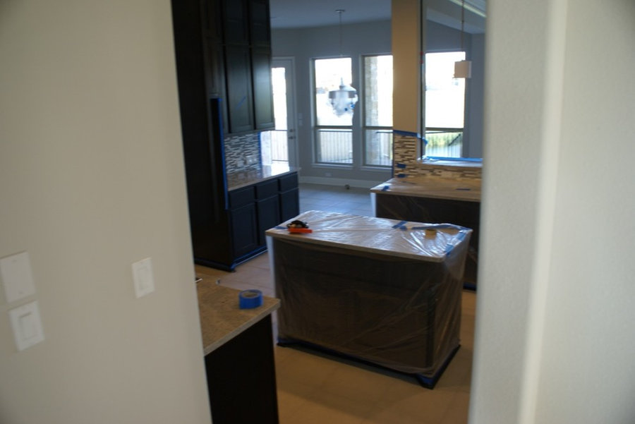 Glass tile, Engineered wood and stacked stone
