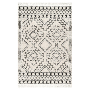 nuLOOM Vasiliki Moroccan Tassel Shag Transitional Area Rug, Off White, 8'x11'