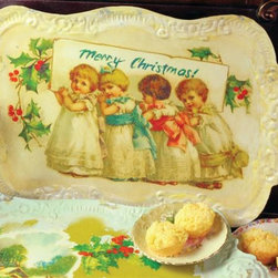 Vintage Merry Christmas Serving Tray - Holiday Decorations