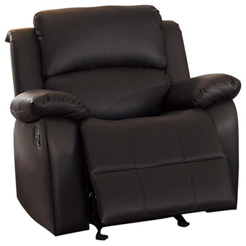 Lexicon Clarkdale Transitional Faux Leather Glider Reclining Chair in Dark Brown