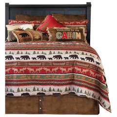 Patchwork Lodge Rustic Cabin Sherpa Fleece Bedding Set by Carstens