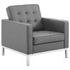 Loft Tufted Button Upholstered Faux Leather Armchair, Silver Gray