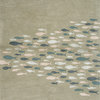 Transitional Coastal Pattern Blue Wool/Silk Tufted Rug - CH20, 5x8