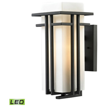 Croftwell Collection 1-Light Outdoor Sconce, Textured Matte Black, LED