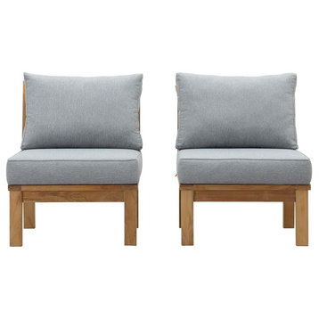 Modern Urban Living Outdoor Lounge Chair Set, Wood, Gray Natural