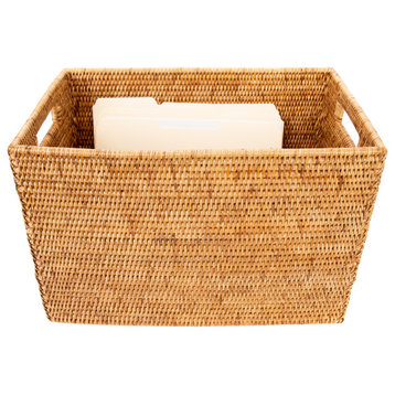 Artifacts Rattan Storage Box With Handles, Legal File, Honey Brown