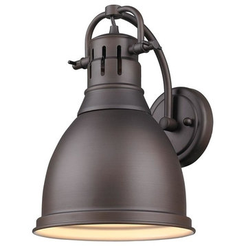 Golden Lighting Duncan 1 Light Wall Sconce, Shade: Rubbed Bronze, Rubbed Bronze