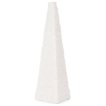 Pyramis White Rough Marble Obelisk 13"