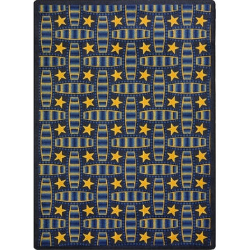 Joy Carpets Any Day Matinee, Theater Area Rug, Marquee Star, 7'8"X10'9", Blue