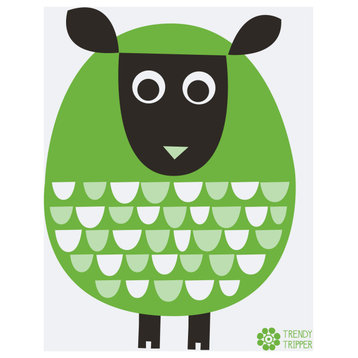 EARTH-FRIENDLY Swedish Dishcloth AKA Sponge Cloth - Modern Sheep, Spring Green