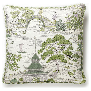 Satomi Hand Block Print Pillow, Lavender & Citron, 22" X 22"