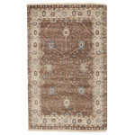 Jaipur Living - Jaipur Living Princeton Knotted Floral Tan/Light Blue Area Rug, 5'x8' - The Anise collection calls on classic elegance for a stunningly soft and richly patterned addition to traditional and contemporary spaces alike. The Princeton design showcases Persian floral medallions and an intricate border in muted hues of tan and blue. An antiqued wash and knotted fringe detailing complete the Old World look of this hand-knotted wool rug.