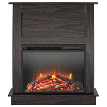 Modern Fireplace, Engineered Wood Frame and Realistic Flame Effect, Espresso