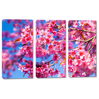Pink Cherry Tree Blossom Canvas Print, 3 Panel Split, Triptych Wall Art ...