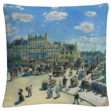 Pierre Renoir 'Pont Neuf Paris 1872' 16"x16" Decorative Throw Pillow