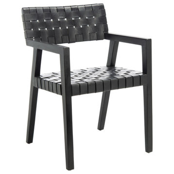 Salinda Leather Dining Chair Set of 2 Black