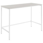 OSP Home Furnishings - Contempo 42" Desk, White Oak Finish - The Contempo Desk's generous 42" x 20" work surface is ideal for your busy home office. The refined lines of the sturdy steel frame will be the professional and stylish focal point in your room for decades. Designed to nest the Contempo Mobile Storage Cart neatly underneath the surface for additional storage or workspace. Choose between two modern finishes, White Oak with white metal frame, or Ozark Ash with black metal frame.