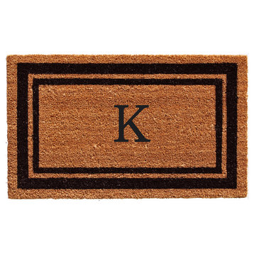 Black Border 18"x30" Monogram Doormat, Letter K