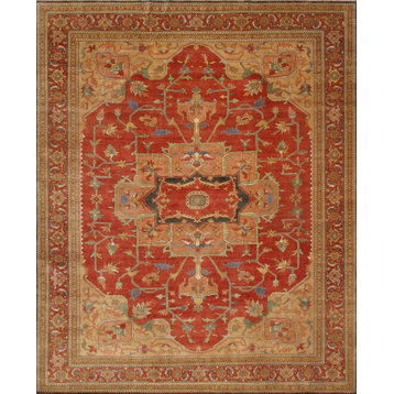 Serapi Hand-Knotted Wool Rust Area Rug- 8' x 10'
