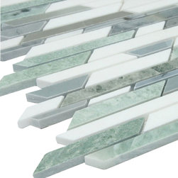 White and Mint ZigZag Stone Tile Mosaics - Home Accessories & Decor
