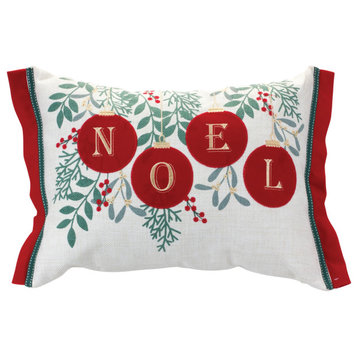 Noel Ornaments Throw Pillow 19"L
