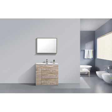 Milano 36" Modern Bathroom Vanity, Nature Wood