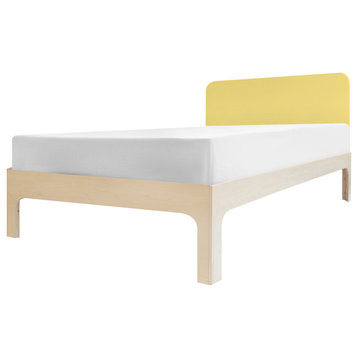 Minimo Kids Bed with Headboard - Twin - Maple, Maple, Yellow
