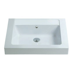 ADM Bathroom Design - ADM Rectangular Countertop Stone Resin Sink, White, 24", Matte White - Bathroom Sinks