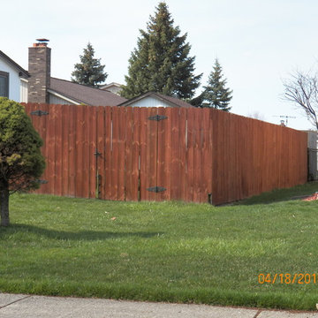 Privacy Dogear Pressure Treated Stained Fence Chesterfield Michigan 48047