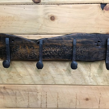 Reclaimed Wood Coat Racks with Railroad Spike Hooks