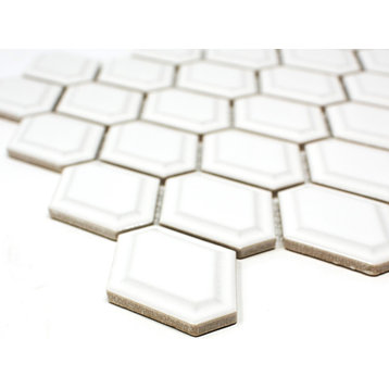 12.5"x9.75" Torre 3D Porcelain Mosaic Tile Sheet, White
