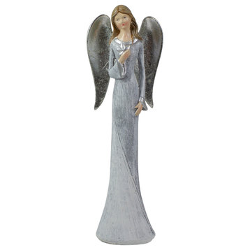 6.5" Gray and White Angel Figure Holding a Star