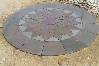 Brown sandstone paving circle