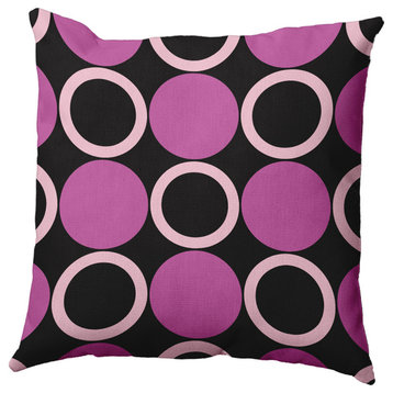 Mod Circles Indoor/Outdoor Throw Pillow, Orchid, 20"x20"
