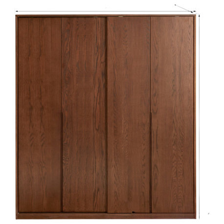 Oak Solid Wood Walnut Wardrobe, 70.9x23.6x78.7", Sliding Door