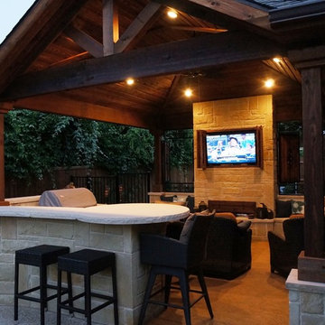 Ultra-clean formal patio living and kitchen setting