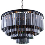 Gatsby Luminaires - Fringe 17-Light Chandelier, Gray Iron, Smoke, With LED Bulbs - Bring glamour to your home with this seventeen light stunning pendant chandelier from Glass Fringe collection. Industrial style frame yet delicate and modern glass fringe options this stunning ceiling light will surely update your decor
