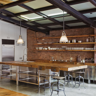 75 Beautiful Industrial Kitchen With Stainless Steel Cabinets
